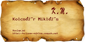 Kolcsár Miklós névjegykártya